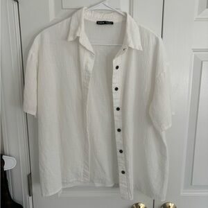shein linen type cover up shirt